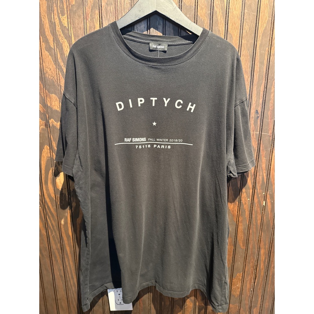 Raf Simons Diptych Paris FW19 Black Graphic T-Shirt Oversized Mens XL
